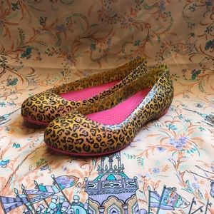 Cheetah rain crocs. Size 7